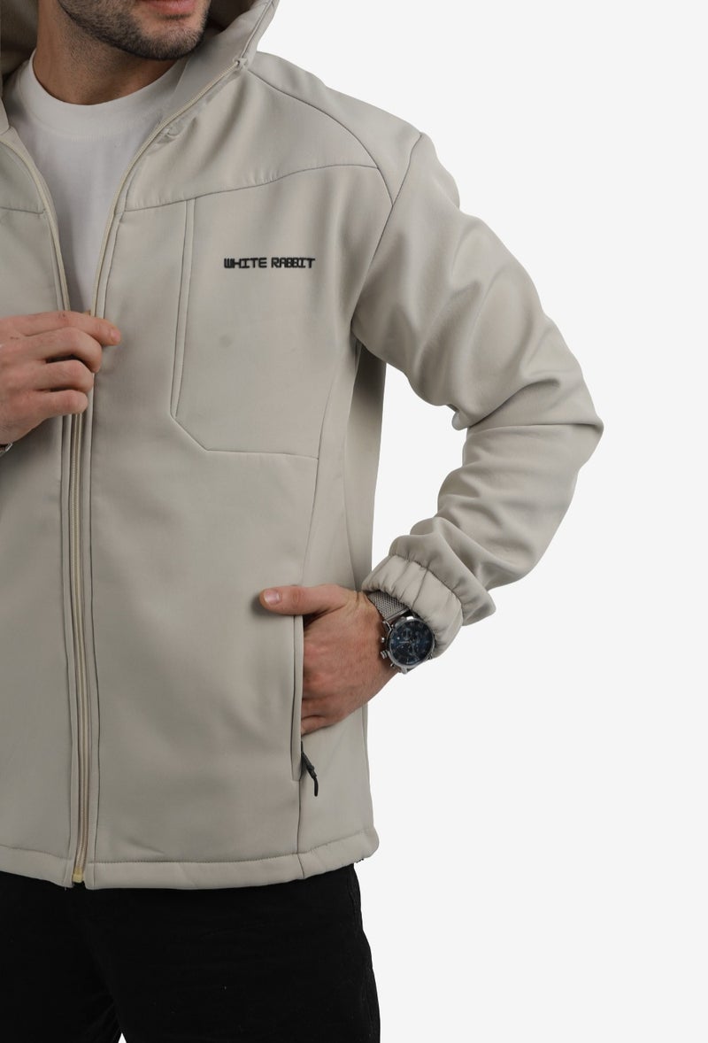 White Rabbit Men’s Softshell Water-Resistant Jacket – Full Zip Hooded Design - Image 4